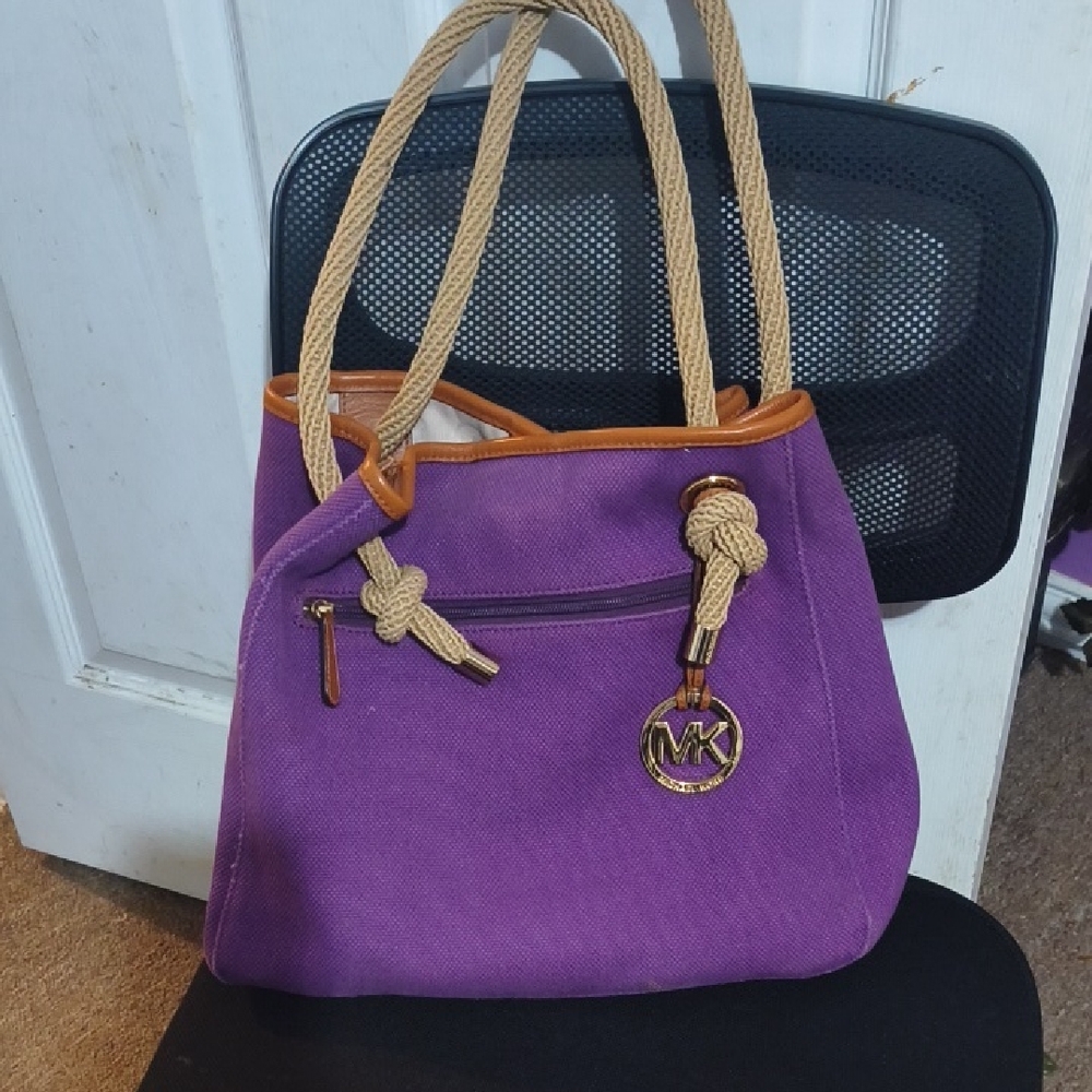 Michael Kors Purple Tote with Tan Accents